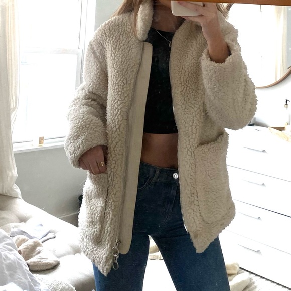 TopShop White Teddy Coat - Picture 1 of 5